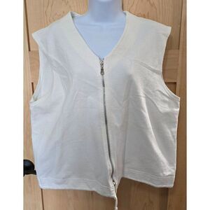 Womens Silverwear Ivory Cotton Sleeveless Zip-Up Vest Size L Swim cover